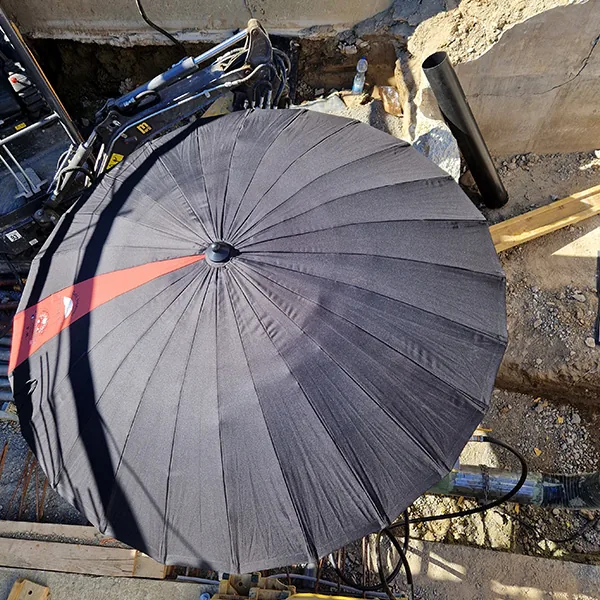 Baustelle — Arbeitsschirm im Einsatz
