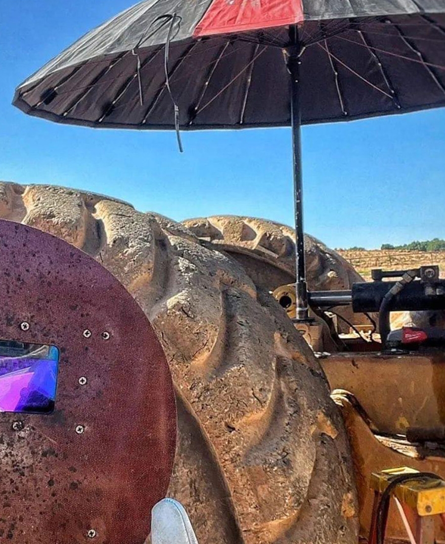 Baustellenschirm im Einsatz