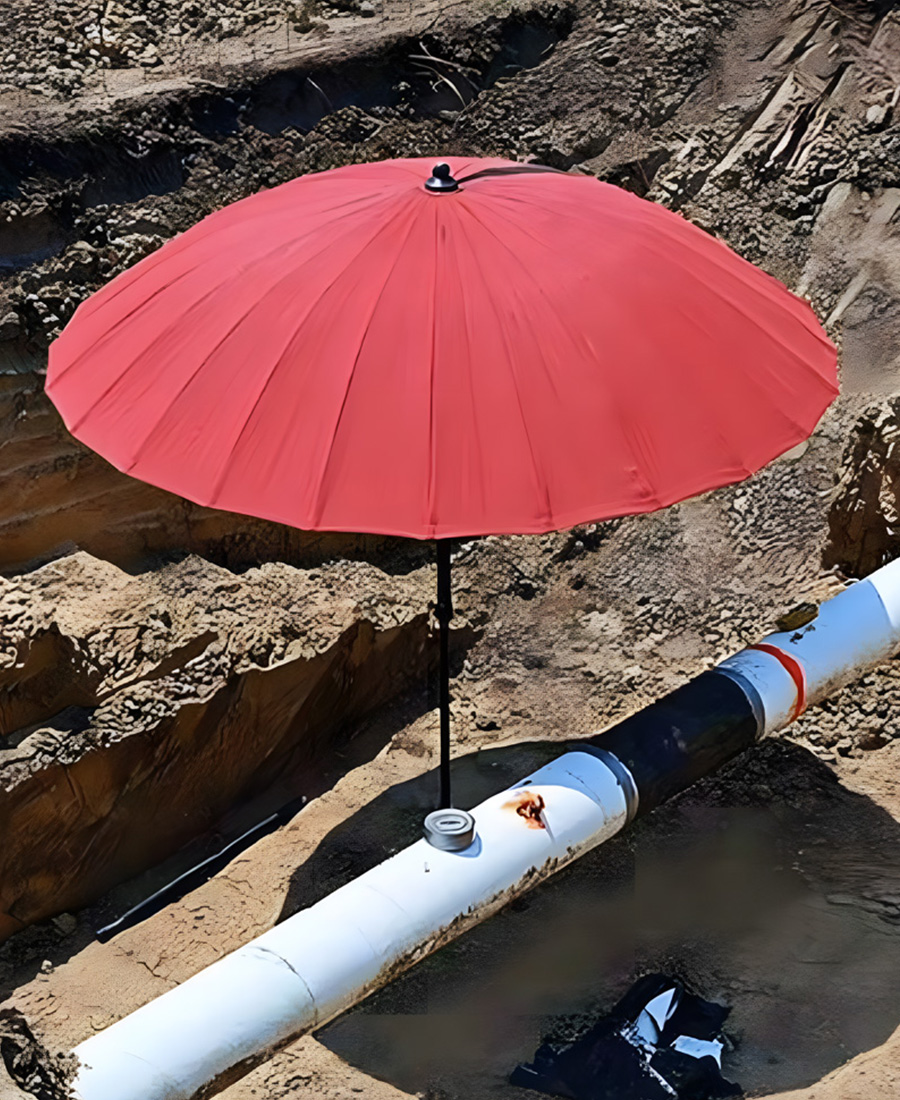 Baustellenschirm im Einsatz